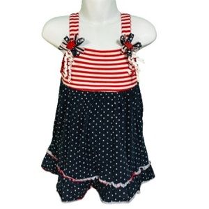Sophie Rose Red White & Blue Stars & Striped 4th of July Dress Girls Size 2T
